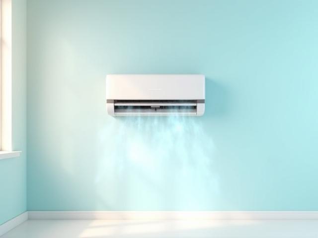 清潔なエアコンから爽やかな風が吹き出す様子