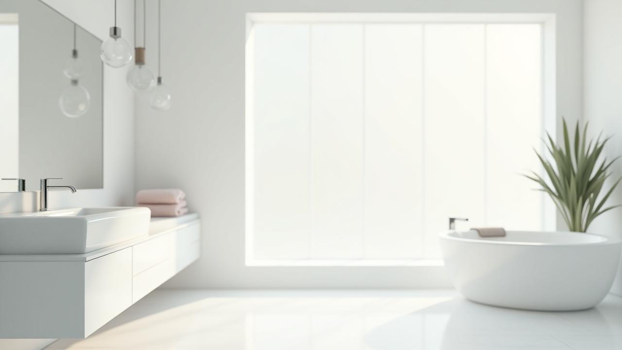 徹底的に清掃され輝くモダンな浴室全体